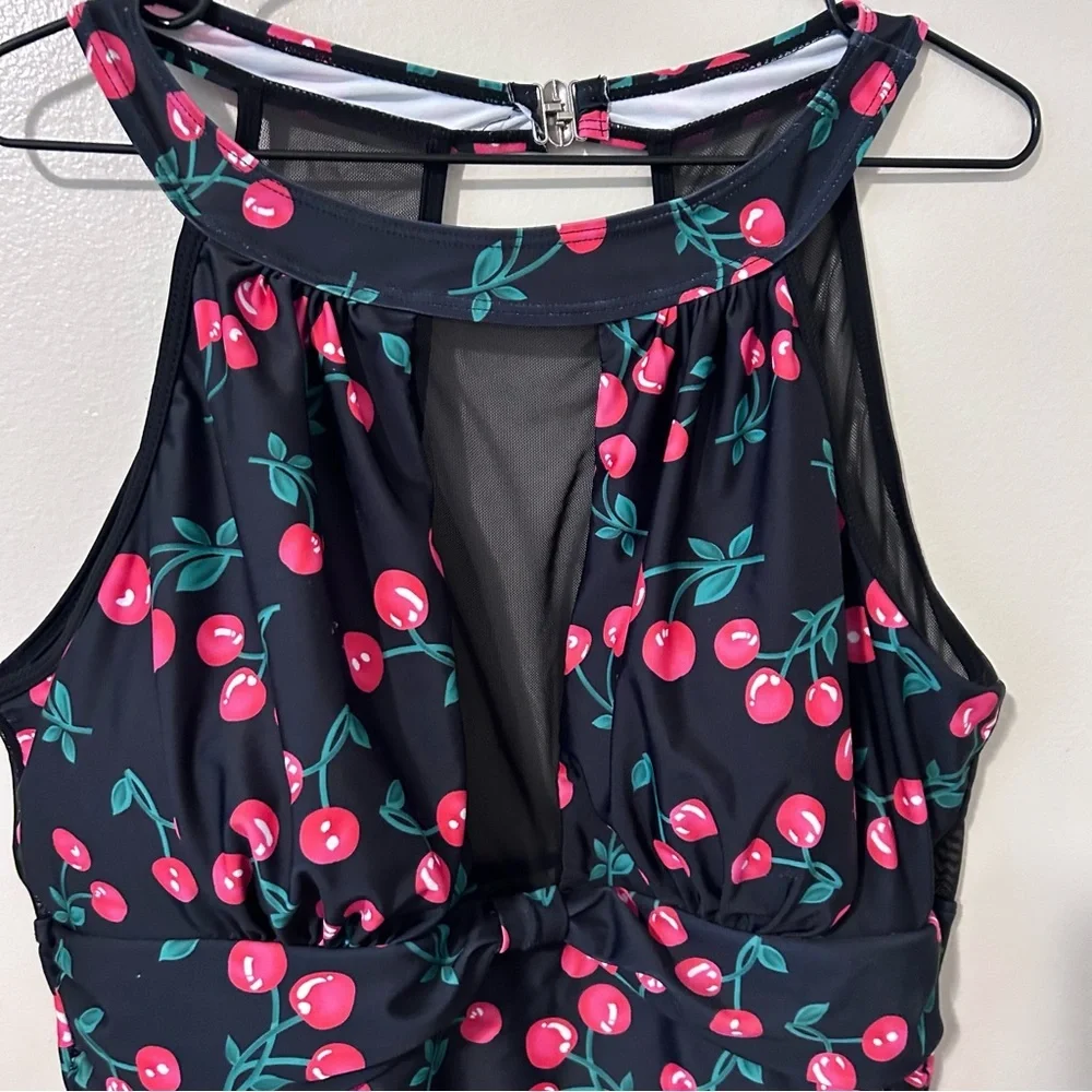 Cherry Print Halter Swimsuit - Picture 3 of 6